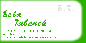 bela kubanek business card